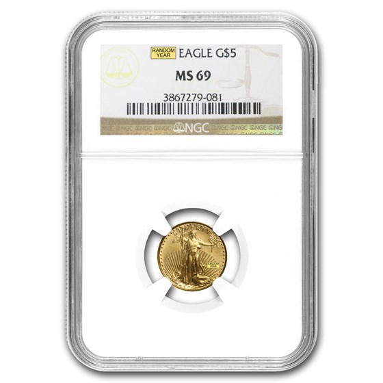1/10 oz Gold American Eagle MS-69 NGC (Random Year) 1/10 oz Gold American Eagle MS-69 NGC (Random Year)